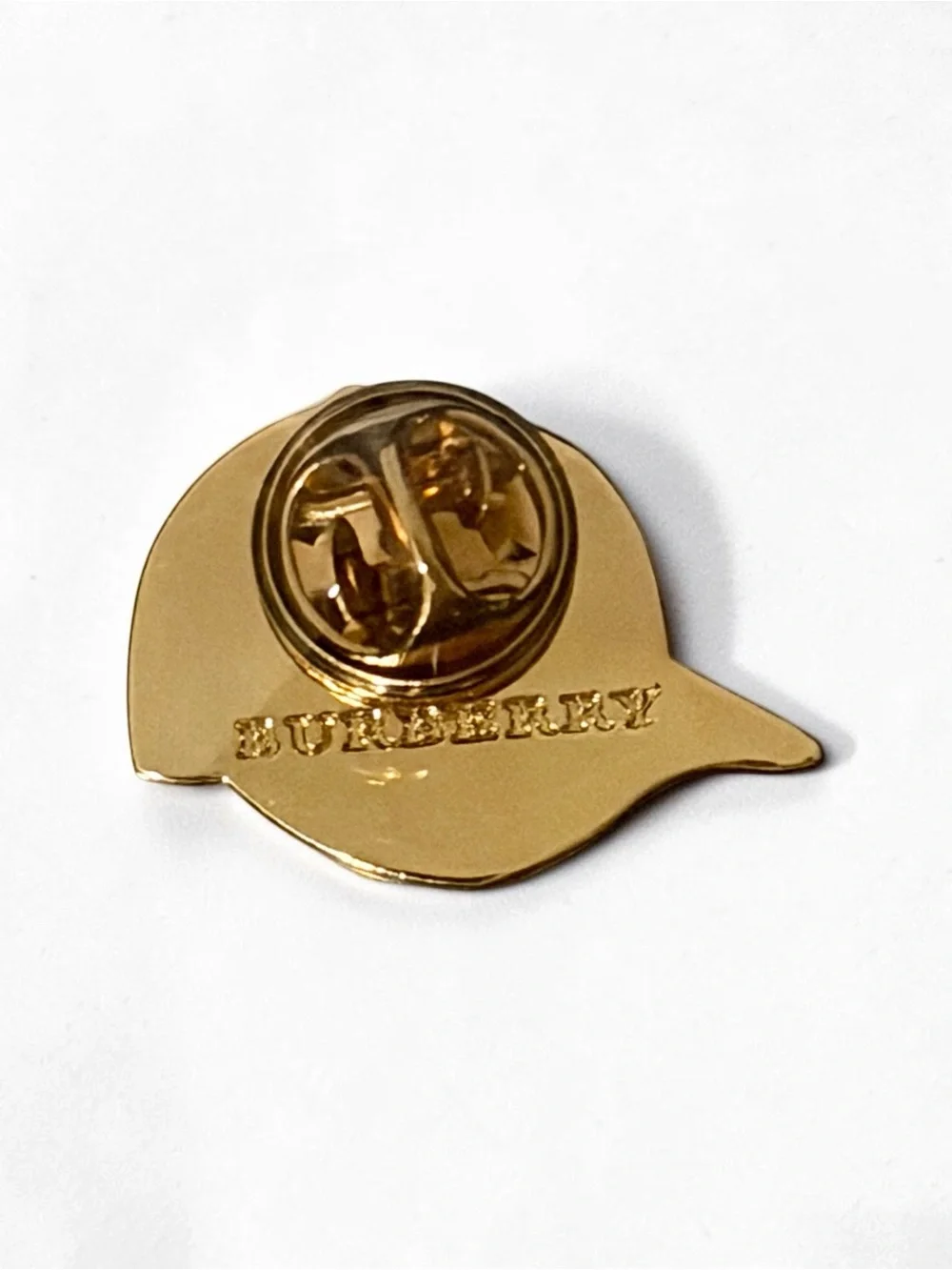 Burberry Vintage Enamel Cap Brooch Pin - Classic Nova Check & Gold-Tone